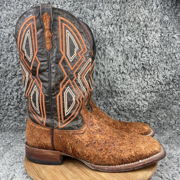 Ariat Leather Cowboy Western Boots Men's 13 D Ostrich - Picture 1 of 10